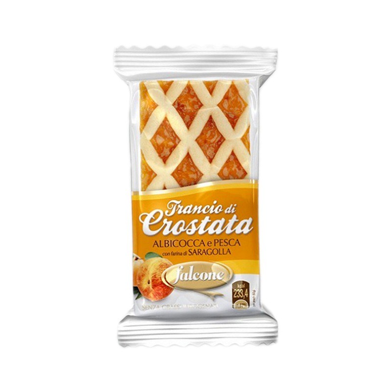 Crostata trancio crema albicocca e pesca Dolciaria Falcone 60 gr, confezione da 44 pz
