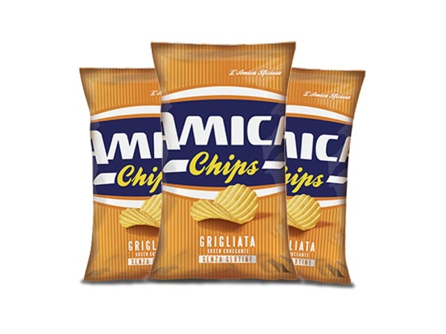 GRIGLIATA patatine senza glutine Amica Chips 25 gr, confezione da 28 pz