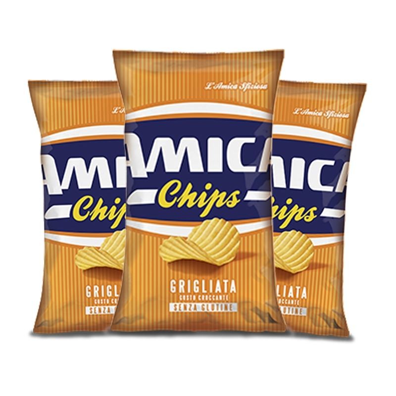 GRIGLIATA patatine senza glutine Amica Chips 25 gr, confezione da 28 pz