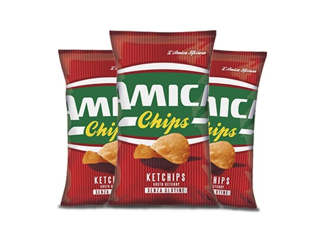 KETCHIPS SENZA GLUTINE, patatina Amica Chips 25 gr, confezione da 28 pz