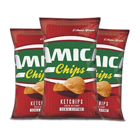 KETCHIPS SENZA GLUTINE, patatina Amica Chips 25 gr, confezione da 28 pz