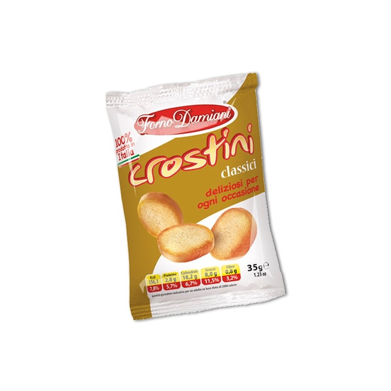 CROSTINI GUSTO CLASSICO Forno Damiani 35 gr, confezione 50 pz CROSTINI GUSTO CLASSICO Forno Damiani 35 gr, confezione 50 pz