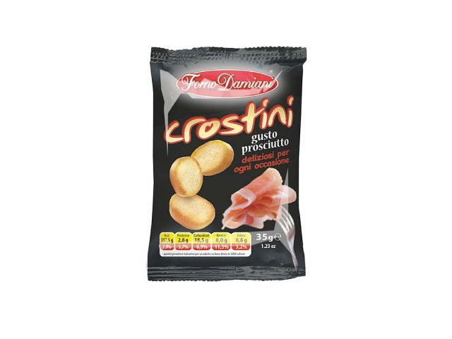 CROSTINI GUSTO PROSCIUTTO Forno Damiani 35 gr, confezione 50 pz