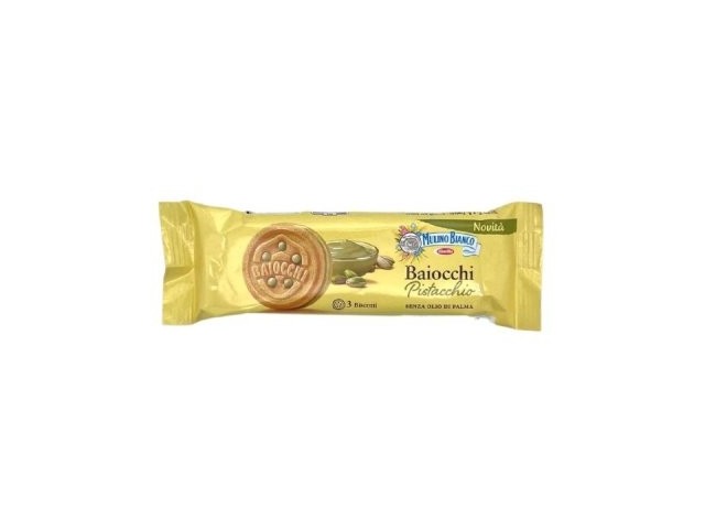 SNDBAR21494 Baiocchi Pistacchio 56 gr Mulino Bianco, 42 monoporzioni da 3 pz