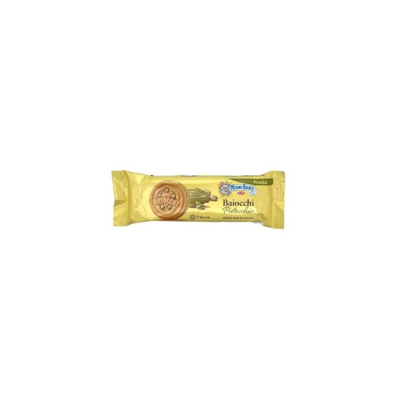 SNDBAR21494 Baiocchi Pistacchio 56 gr Mulino Bianco, 42 monoporzioni da 3 pz
