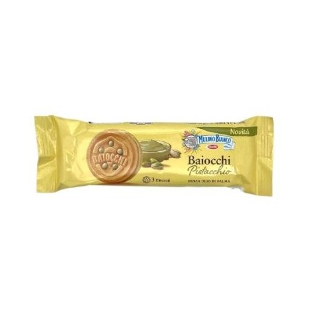 SNDBAR21494 Baiocchi Pistacchio 56 gr Mulino Bianco, 42 monoporzioni da 3 pz