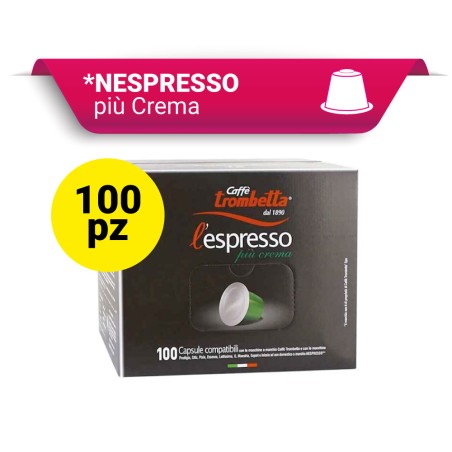 Capsule Compatibili Nespresso Caffè Trombetta L'Espresso Più Crema, 100 pezzi