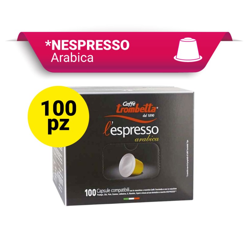 Capsule Compatibili Nespresso Caffè Trombetta L'Espresso Arabica, 100 pezzi