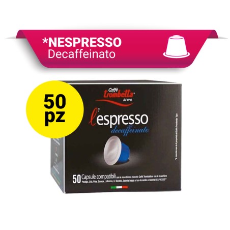 Capsule Compatibili Nespresso Caffè Trombetta L'Espresso Decaffeinato, 50 pezzi