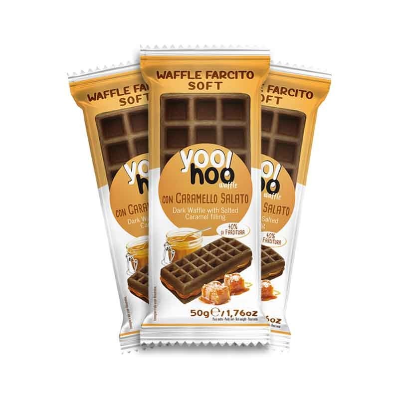 WAFFLE CARAMELLO SALATO YooHoo! Dispensa Zaniboni 50 gr, confezione 12 pz WAFFLE CARAMELLO SALATO YooHoo! Dispensa Zaniboni 50 gr, confezione 12 pz