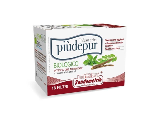 Infuso erbe Piùdepur bio Sandemetrio, 18 pz