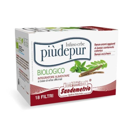 Infuso erbe Piùdepur bio Sandemetrio, 18 pz