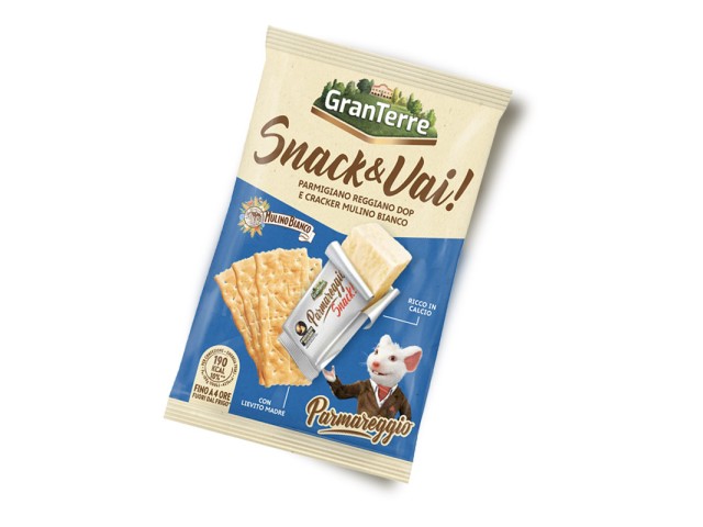 Snack e Vai! parmigiano e cracker Mulino Bianco, cartone da 12 pz