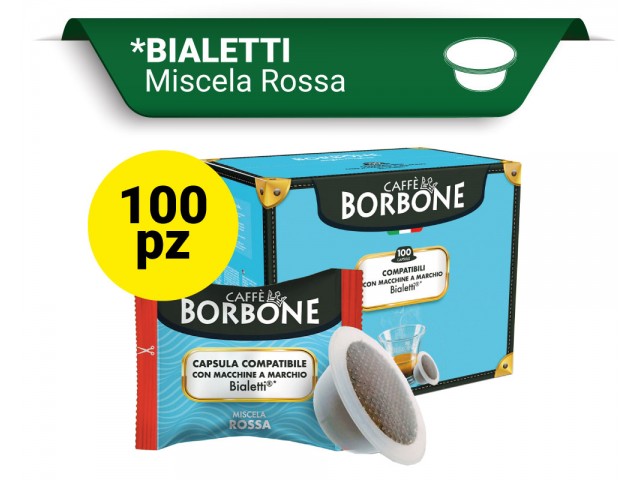 Caffè Borbone - Capsule Compatibili Bialetti, Miscela rossa, 100 Pezzi