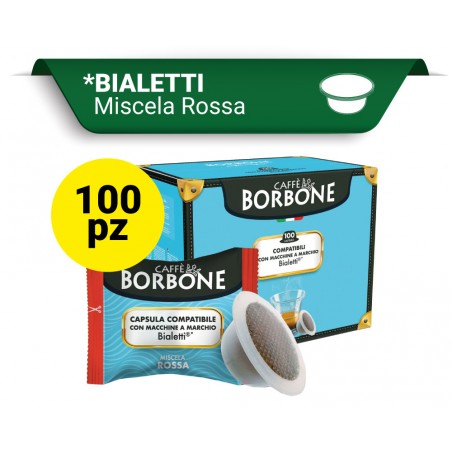 Caffè Borbone - Capsule Compatibili Bialetti, Miscela rossa, 100 Pezzi