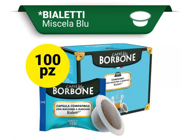 Caffè Borbone - Capsule Compatibili Bialetti, Miscela blu, 100 Pezzi