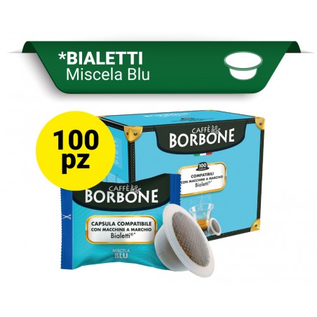 Caffè Borbone - Capsule Compatibili Bialetti, Miscela blu, 100 Pezzi