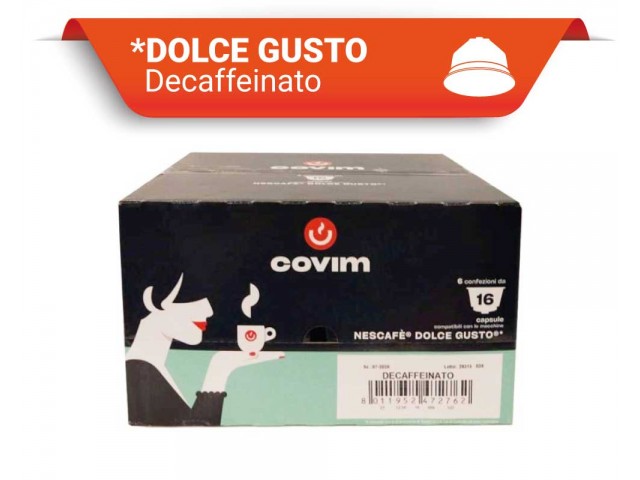 DECAFFEINATO Capsule compatibili Dolce Gusto Covim Caffè Gusto Più Flowpack, 6x16 pz