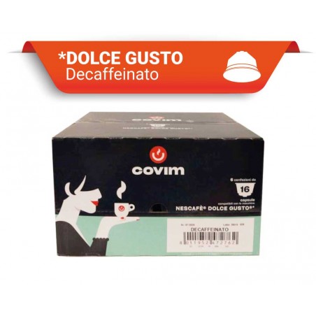 DECAFFEINATO Capsule compatibili Dolce Gusto Covim Caffè Gusto Più Flowpack, 6x16 pz
