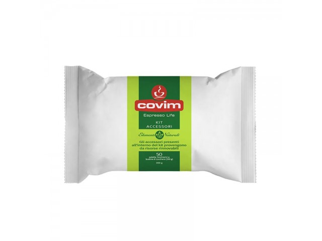 KIT ACCESSORI COVIM elementi naturali bicchierino cartone + paletta incartate eco + bustina zucchero  14 X 50 pz