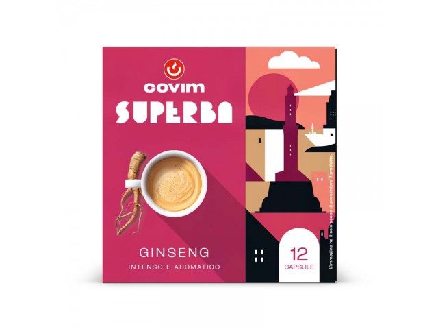 GINSENG Superba capsule (Sistema chiuso) Covim Caffè, 8 blister da 12 caps