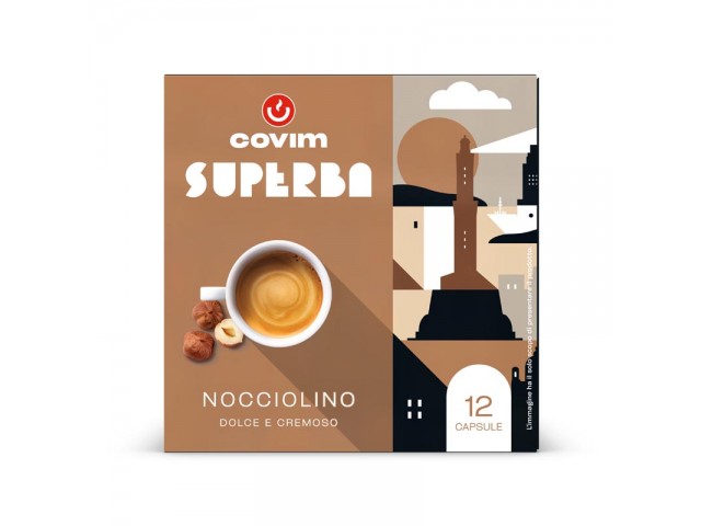 NOCCIOLINO Superba capsule (Sistema chiuso) Covim Caffè, 8 blister da 12 caps