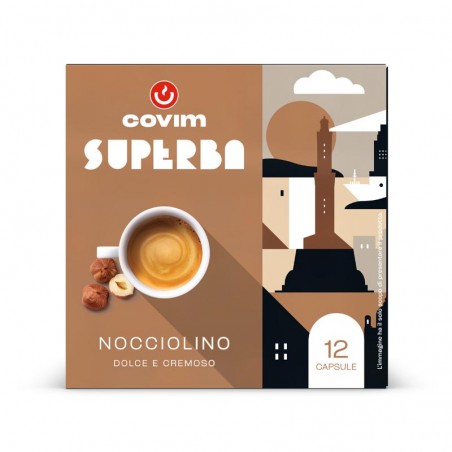 NOCCIOLINO Superba capsule (Sistema chiuso) Covim Caffè, 8 blister da 12 caps