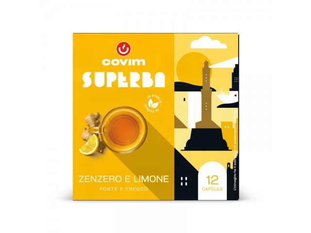 ZENZERO E LIMONE Superba capsule (Sistema chiuso) Covim Caffè, 8 blister da 12 caps