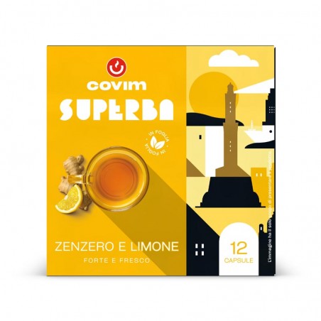 ZENZERO E LIMONE Superba capsule (Sistema chiuso) Covim Caffè, 8 blister da 12 caps