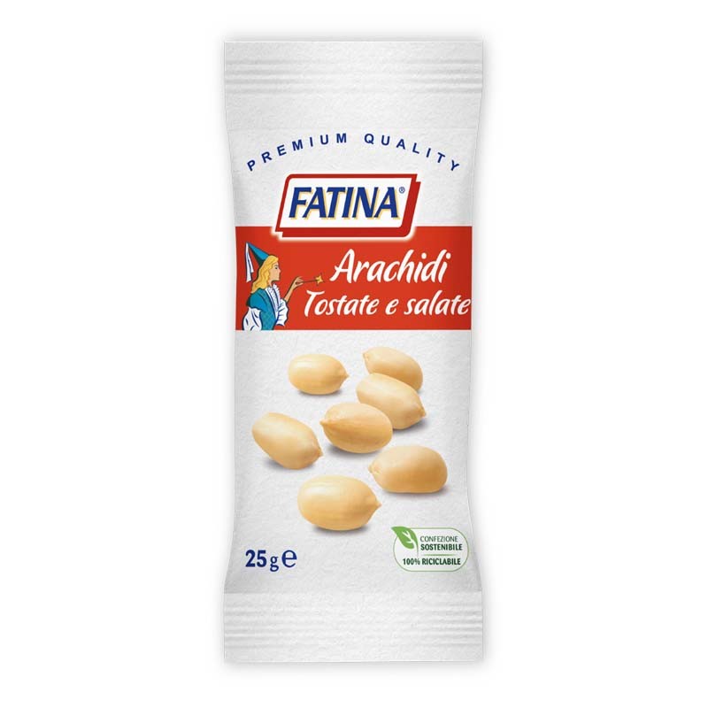 Arachidi tostate salate Fatina 25 gr, confezione 26 pezzi Arachidi tostate salate Fatina 25 gr, confezione 26 pezzi