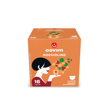 NOCCIOLINO Flowpack in capsule compatibili Dolce Gusto Covim Caffè, 3 cartoni da 16 pezzi