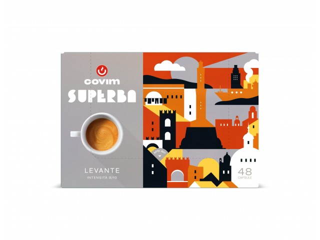 LEVANTE Capsule Superba Caffè COVIM  (Sistema chiuso),   Blister da 48, conf da 5x48 pz