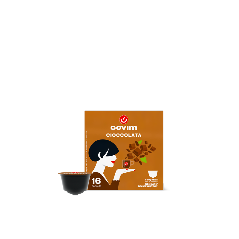 CIOCCOLATA Flowpack in capsule compatibili Dolce Gusto Covim Caffè, 3 cartoni da 16 pezzi
