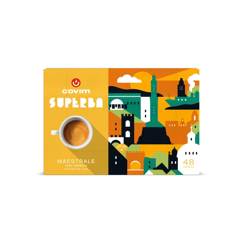 MAESTRALE Capsule Superba Covim Caffè (Sistema chiuso), Blister da 48, conf da 5x48 pz MAESTRALE Capsule Superba Covim Caffè (Sistema chiuso), Blister da 48, conf da 5x48 pz