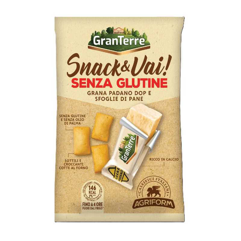 snack e vai ! PARMIGIANO 20g + SFOGLIE NO GLUTINEx12 PZ