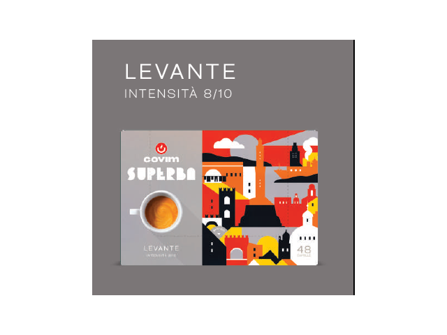 LEVANTE Capsule Superba Caffè COVIM  (Sistema chiuso),   Blister da 48, conf da 5x48 pz
