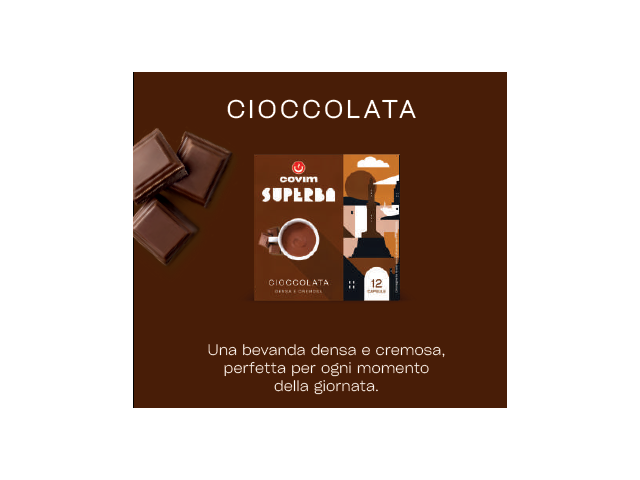 CIOCCOLATA Superba capsule (Sistema chiuso) Covim Caffè, 8 blister da 12 caps