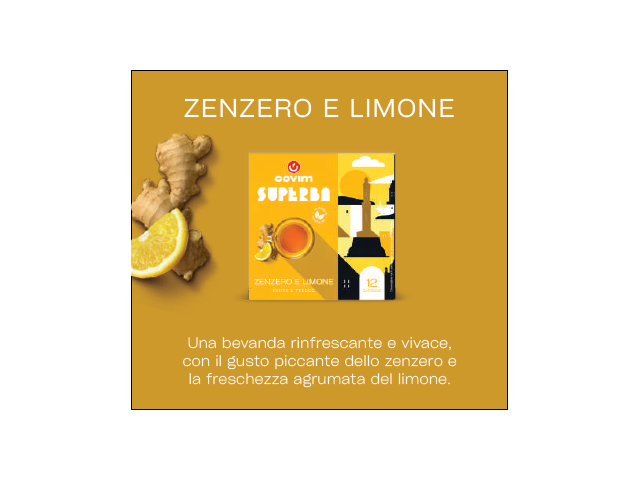 ZENZERO E LIMONE Superba capsule (Sistema chiuso) Covim Caffè, 8 blister da 12 caps