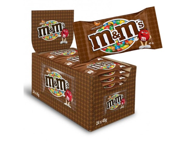 M&M's  CHOCO ( marrone )45 gr, mars confezione 24 pz