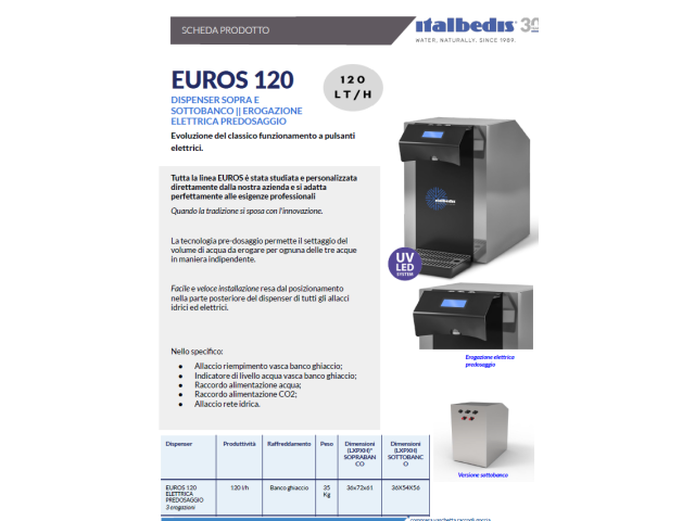 EUROS 120 ELETTRICO erogatore di acqua soprabanco ITALBEDIS